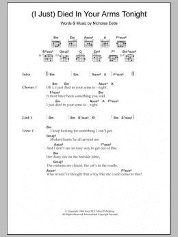 page one of (I Just) Died In Your Arms Tonight (Guitar Chords/Lyrics)