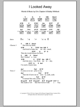 page one of I Looked Away (Guitar Chords/Lyrics)