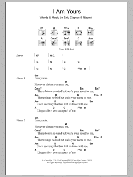 page one of I Am Yours (Guitar Chords/Lyrics)