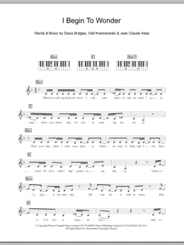 page one of I Begin To Wonder (Piano Chords/Lyrics)
