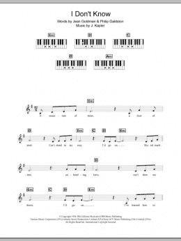 page one of I Don't Know (Piano Chords/Lyrics)