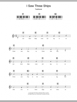 page one of I Saw Three Ships (Piano Chords/Lyrics)
