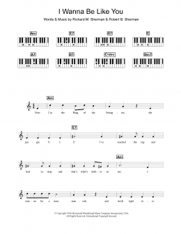 page one of I Wanna Be Like You (from The Jungle Book) (Piano Chords/Lyrics)