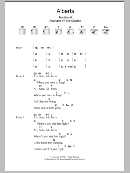 page one of Alberta (Guitar Chords/Lyrics)