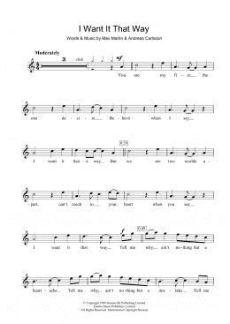 page one of I Want It That Way (Clarinet Solo)
