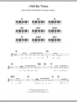 page one of I Will Be There (Piano Chords/Lyrics)