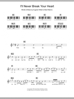 page one of I'll Never Break Your Heart (Piano Chords/Lyrics)