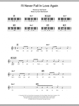 page one of I'll Never Fall In Love Again (Piano Chords/Lyrics)