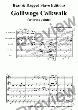 page one of Golliwogs Cakewalk for Brass Quintet