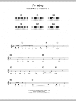 page one of I'm Alive (Piano Chords/Lyrics)