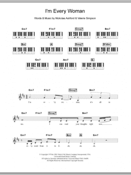 page one of I'm Every Woman (Piano Chords/Lyrics)