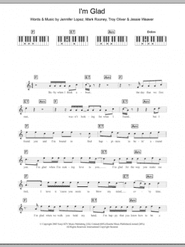 page one of I'm Glad (Piano Chords/Lyrics)