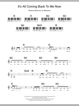 page one of It's All Coming Back To Me Now (Piano Chords/Lyrics)