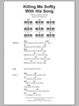 page one of Killing Me Softly With His Song (Piano Chords/Lyrics)
