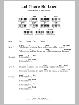 page one of Let There Be Love (Piano Chords/Lyrics)