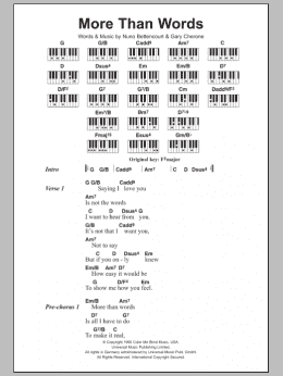 page one of More Than Words (Piano Chords/Lyrics)