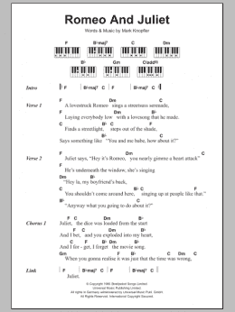 page one of Romeo And Juliet (Piano Chords/Lyrics)