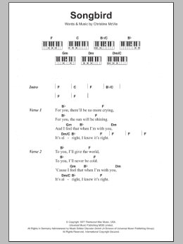 page one of Songbird (Piano Chords/Lyrics)