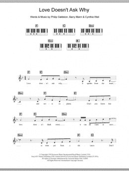 page one of Love Doesn't Ask Why (Piano Chords/Lyrics)