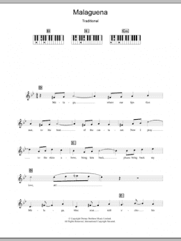 page one of Malaguena (Piano Chords/Lyrics)