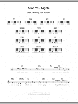 page one of Miss You Nights (Piano Chords/Lyrics)