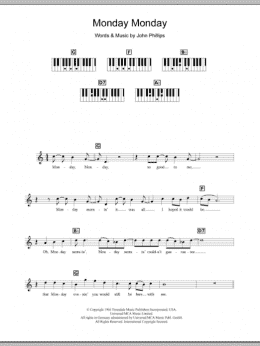 page one of Monday, Monday (Piano Chords/Lyrics)