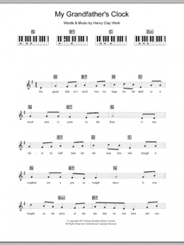page one of Grandfather's Clock (Piano Chords/Lyrics)