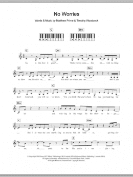 page one of No Worries (Piano Chords/Lyrics)