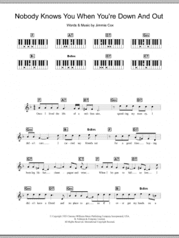 page one of Nobody Knows You When You're Down And Out (Piano Chords/Lyrics)