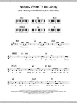 page one of Nobody Wants To Be Lonely (Piano Chords/Lyrics)
