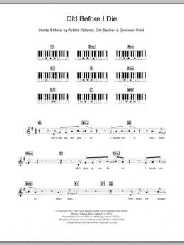 page one of Old Before I Die (Piano Chords/Lyrics)