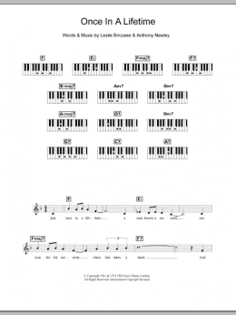 page one of Once In A Lifetime (Piano Chords/Lyrics)
