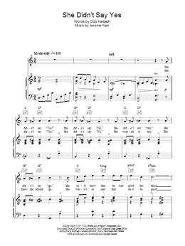 page one of She Didn't Say Yes (Piano, Vocal & Guitar Chords)