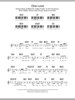 page one of One Love (Piano Chords/Lyrics)