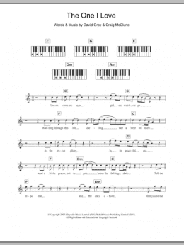 page one of The One I Love (Piano Chords/Lyrics)