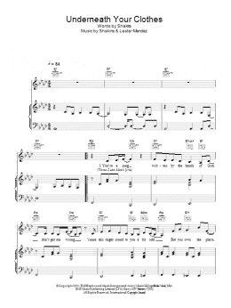 page one of Underneath Your Clothes (Piano, Vocal & Guitar Chords)