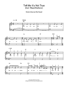 page one of Tell Me It's Not True (from Blood Brothers) (Easy Piano)