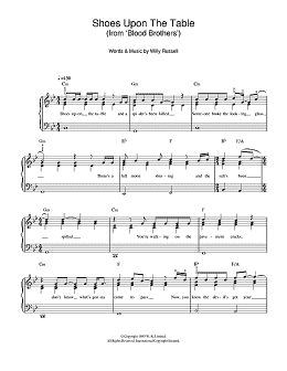 page one of Shoes Upon The Table (from Blood Brothers) (Easy Piano)