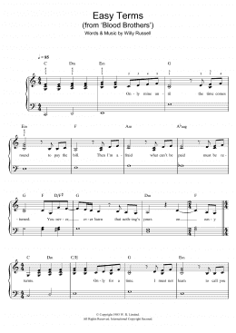 page one of Easy Terms (from Blood Brothers) (Easy Piano)