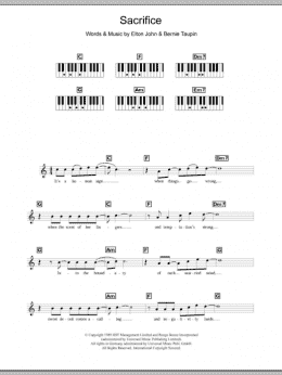 page one of Sacrifice (Piano Chords/Lyrics)