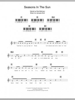page one of Seasons In The Sun (Piano Chords/Lyrics)