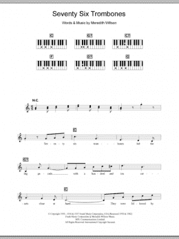page one of Seventy Six Trombones (Piano Chords/Lyrics)