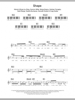 page one of Shape (Piano Chords/Lyrics)