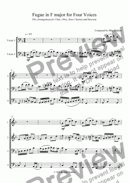 page one of Fugue in F major for Four Voices