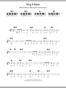page one of Sing It Back (Piano Chords/Lyrics)