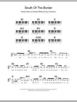 page one of South Of The Border (Piano Chords/Lyrics)