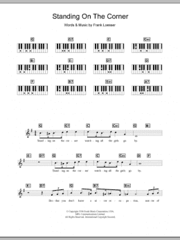 page one of Standing On The Corner (Piano Chords/Lyrics)