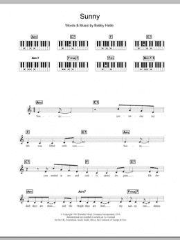 page one of Sunny (Piano Chords/Lyrics)
