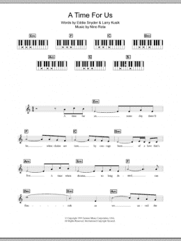 page one of A Time For Us (Love Theme) (Piano Chords/Lyrics)