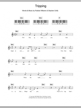 page one of Tripping (Piano Chords/Lyrics)